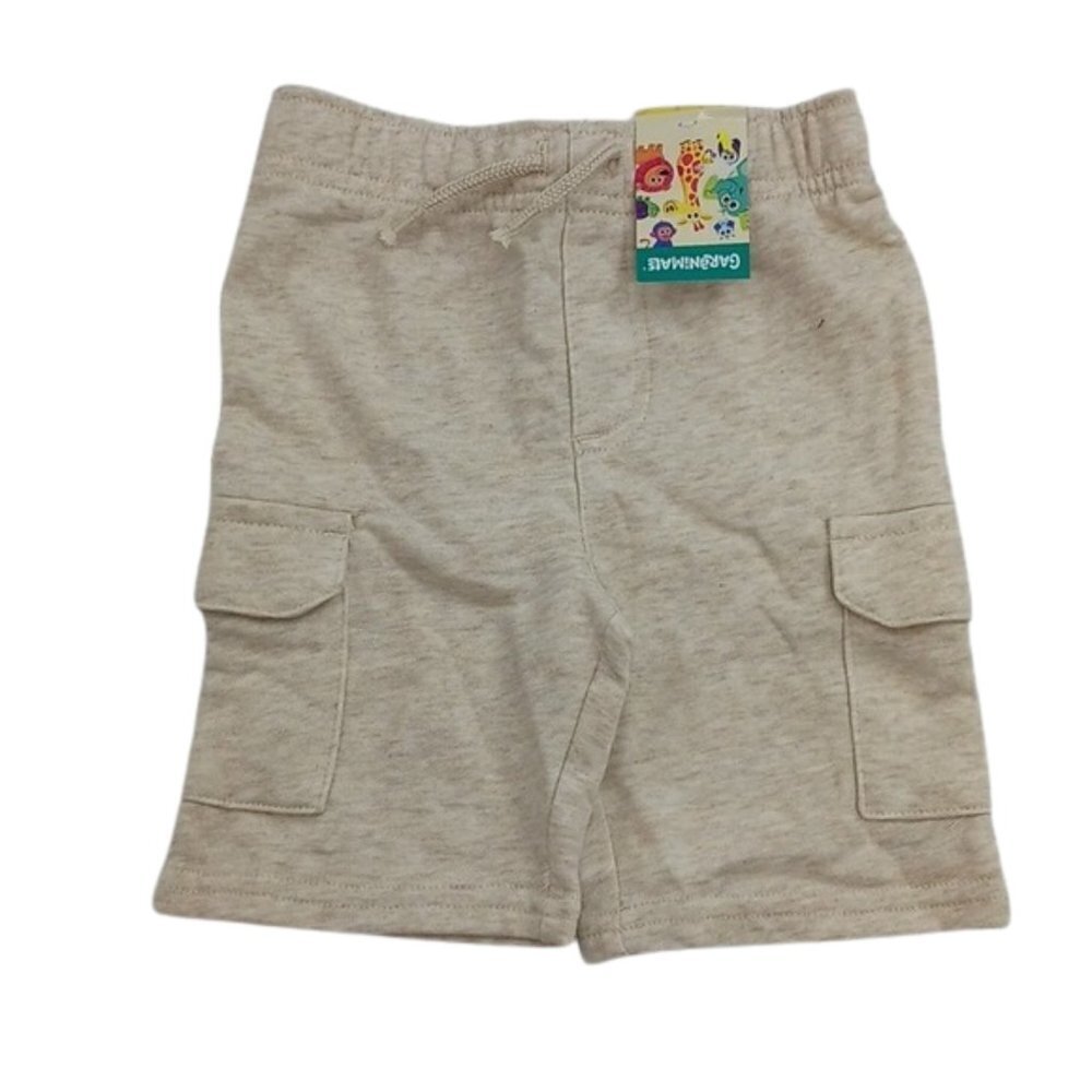 Garanimals Boys Shorts Size 12M Beige Cargo Pocket Knit Elastic Waist Toddler